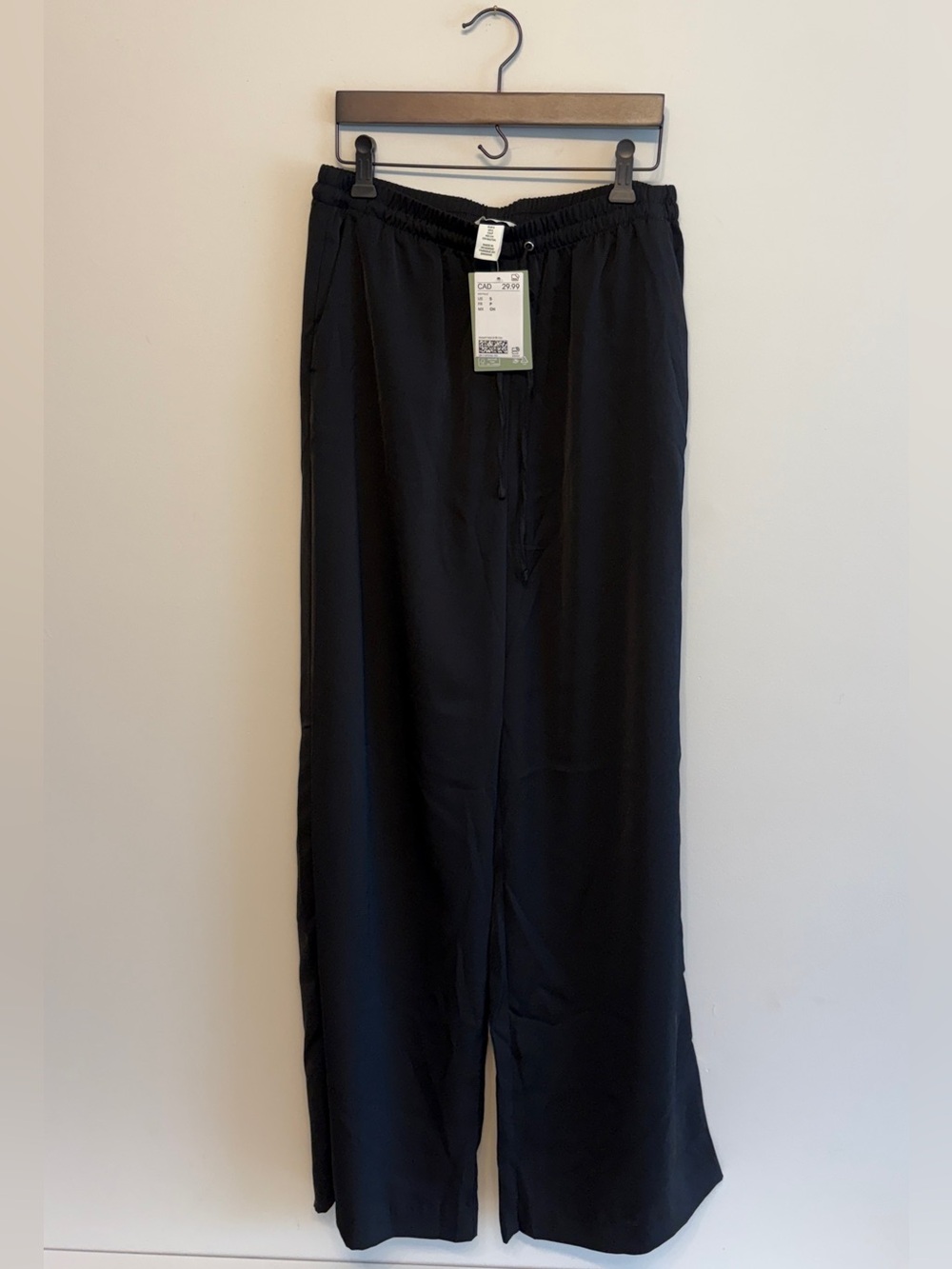 H&M black flowy pocket pants sz s new